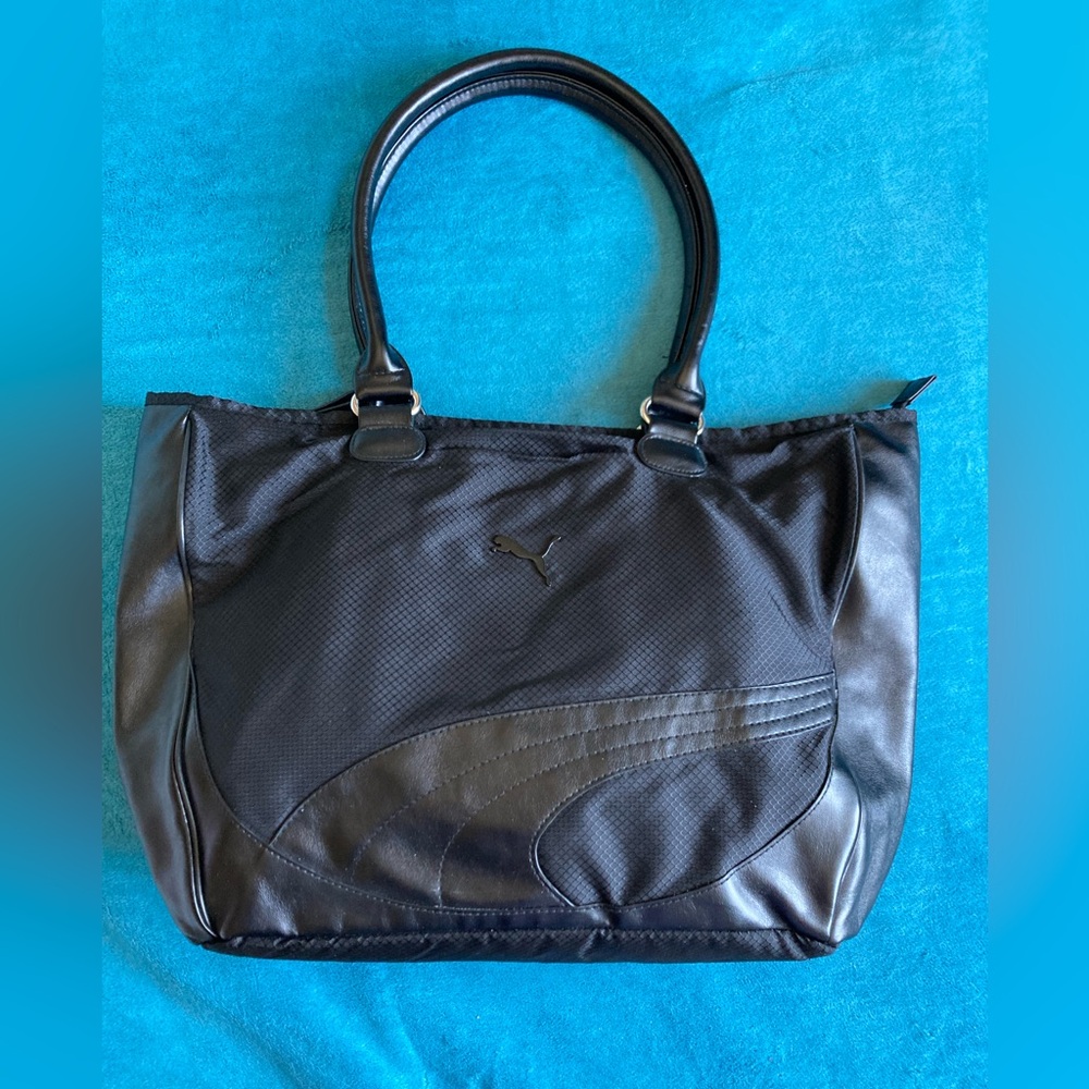 Puma Black Textured Tote Bag Y2K EUC